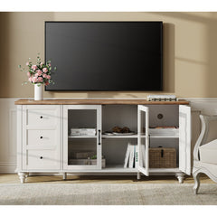 TV Stand for TVs Up to 75 in with Glass Doors