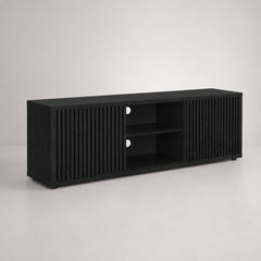 TV Stand in Manufactured Wood with 2 Sliding Fluted Cabinets