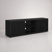 TV Stand in Manufactured Wood with 2 Sliding Fluted Cabinets