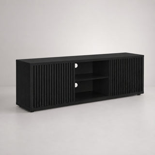 TV Stand in Manufactured Wood with 2 Sliding Fluted Cabinets