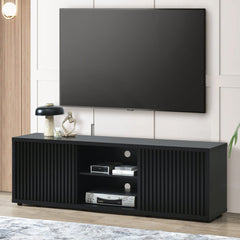 TV Stand in Manufactured Wood with 2 Sliding Fluted Cabinets