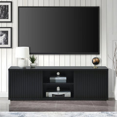 TV Stand in Manufactured Wood with 2 Sliding Fluted Cabinets