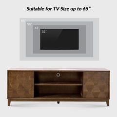 TV Stand in Solid and Engineered Wood with Sliding Doors, Walnut