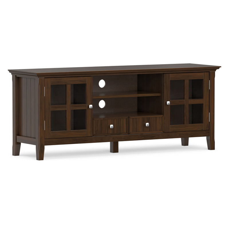 TV Stand in Solid Wood, 60 Inches Wide, Supports TVs Up to 65 Inches