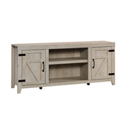 TV Stand, Manufactured Wood with Barn Doors in Chalked Chestnut