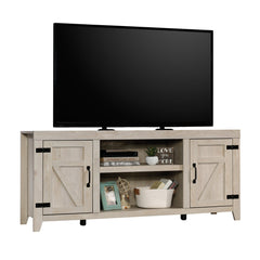 TV Stand, Manufactured Wood with Barn Doors in Chalked Chestnut