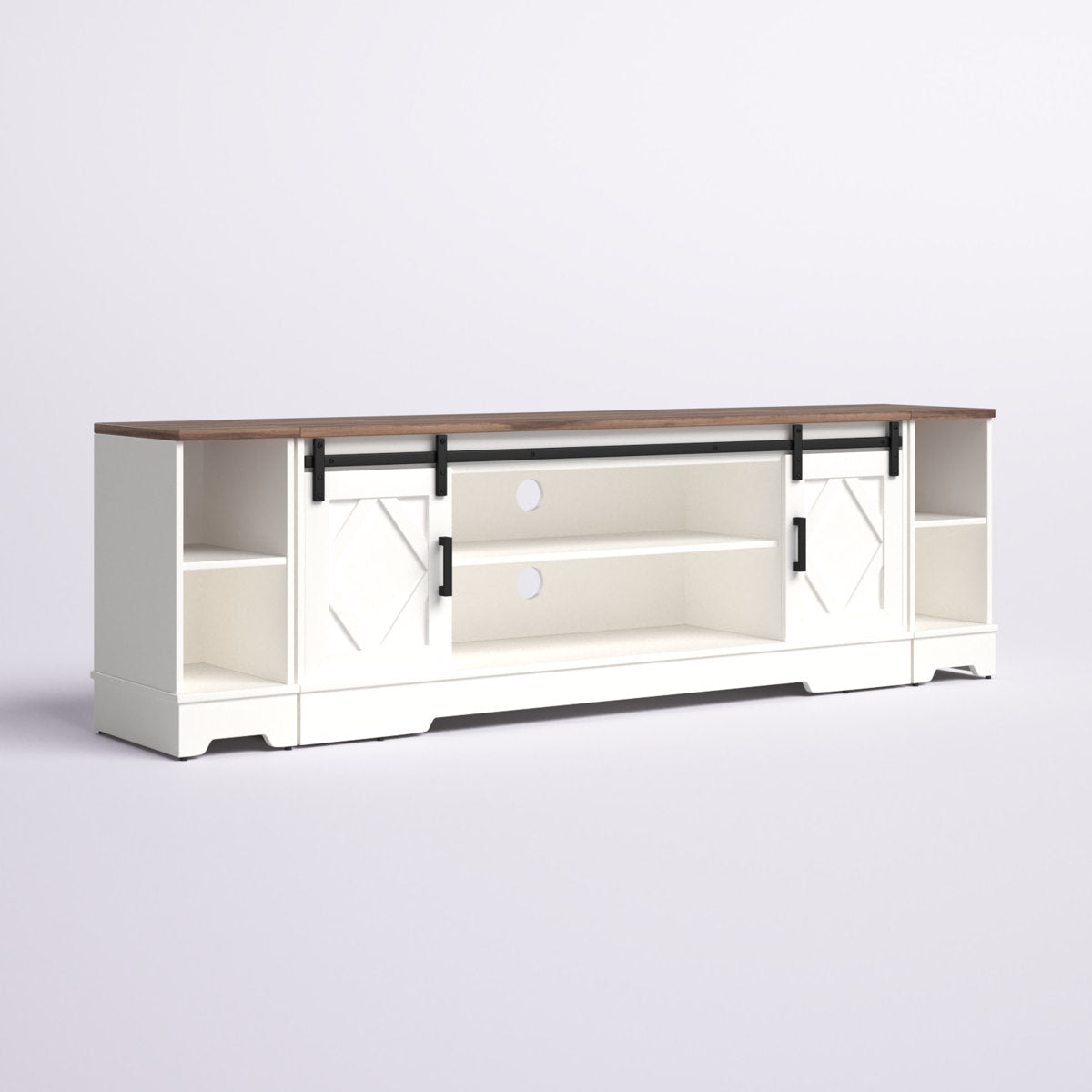 TV Stand, Manufactured Wood with Two Cabinets and Barn Doors