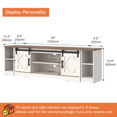 TV Stand, Manufactured Wood with Two Cabinets and Barn Doors