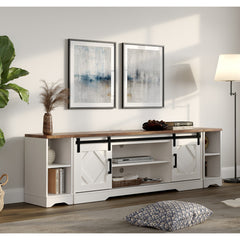 TV Stand, Manufactured Wood with Two Cabinets and Barn Doors