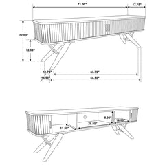 TV Stand, Mid-Century Modern, Walnut Brown, 70.75 Inch