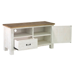 TV Stand, Reclaimed Solid Wood with Antique White Finish