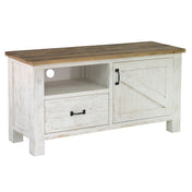 TV Stand, Reclaimed Solid Wood with Antique White Finish