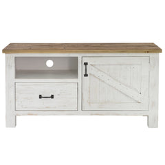 TV Stand, Reclaimed Solid Wood with Antique White Finish