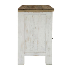 TV Stand, Reclaimed Solid Wood with Antique White Finish