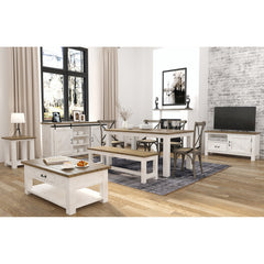 TV Stand, Reclaimed Solid Wood with Antique White Finish