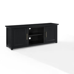 TV Stand, Solid and Engineered Wood, 2 Cabinets, Distressed Black