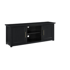 TV Stand, Solid and Engineered Wood, 2 Cabinets, Distressed Black