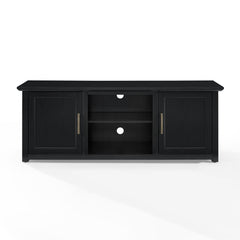 TV Stand, Solid and Engineered Wood, 2 Cabinets, Distressed Black