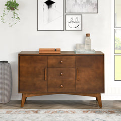 TV Stand, Solid and Manufactured Wood, 47.3 Inch, 2 Doors, 3 Drawers