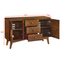 TV Stand, Solid and Manufactured Wood, 47.3 Inch, 2 Doors, 3 Drawers