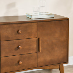 TV Stand, Solid and Manufactured Wood, 47.3 Inch, 2 Doors, 3 Drawers
