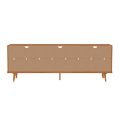 TV Stand, Solid Pine with Three Drawers, Caramel