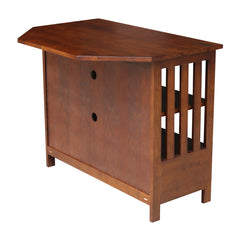 TV Stand, Solid Rubberwood with 1 Drawer in Espresso