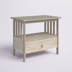 TV Stand, Solid Rubberwood with One Drawer, Unfinished