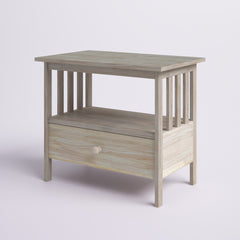 TV Stand, Solid Rubberwood with One Drawer, Unfinished