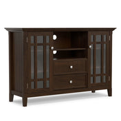 TV Stand, Solid Wood with Two Drawers in Dark Chestnut Brown