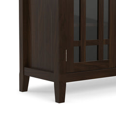 TV Stand, Solid Wood with Two Drawers in Dark Chestnut Brown
