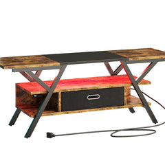 TV Stand with 1 Drawer and 3 Shelves, Rustic Brown and Black