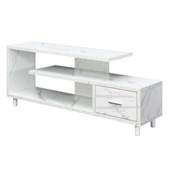 TV Stand with 1 Drawer and Open Shelving in White Manufactured Wood