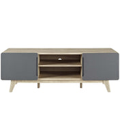 TV Stand with 2 Cabinets and Adjustable Shelf in Manufactured Wood