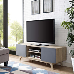 TV Stand with 2 Cabinets and Adjustable Shelf in Manufactured Wood