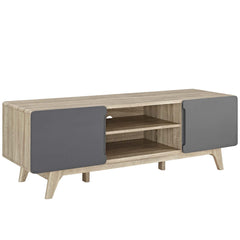 TV Stand with 2 Cabinets and Adjustable Shelf in Manufactured Wood