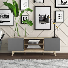 TV Stand with 2 Cabinets and Adjustable Shelf in Manufactured Wood