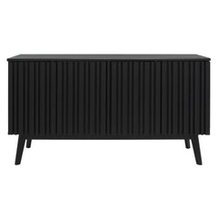 TV Stand with 2 Cabinets and Adjustable Shelves, Black