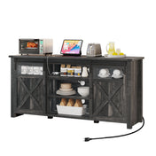 TV Stand with 2 Cabinets and Adjustable Shelves, Dark Oak