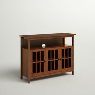 TV Stand with 2 Cabinets and Adjustable Shelves in Dark Walnut