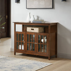 TV Stand with 2 Cabinets and Adjustable Shelves in Dark Walnut