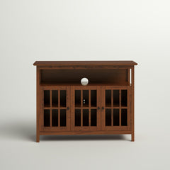 TV Stand with 2 Cabinets and Adjustable Shelves in Dark Walnut