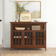 TV Stand with 2 Cabinets and Adjustable Shelves in Dark Walnut