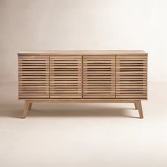 TV Stand with 2 Cabinets, Oak Solid and Engineered Wood