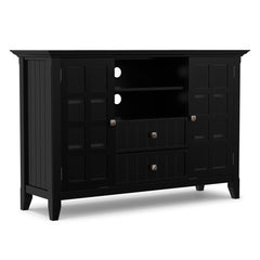 TV Stand with 2 Drawers and 2 Cabinets in Black Pine Wood
