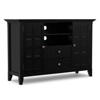 TV Stand with 2 Drawers and 2 Cabinets in Black Pine Wood