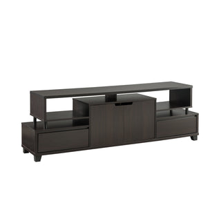 TV Stand with 2 Drawers and 2-Door Cabinet in Dark Brown Wood
