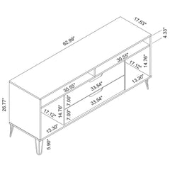 TV Stand with 2 Drawers and Metal Legs in Off White