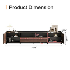 TV Stand with 2 Drawers in Black and Brown Manufactured Wood