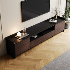 TV Stand with 2 Drawers in Black and Brown Manufactured Wood